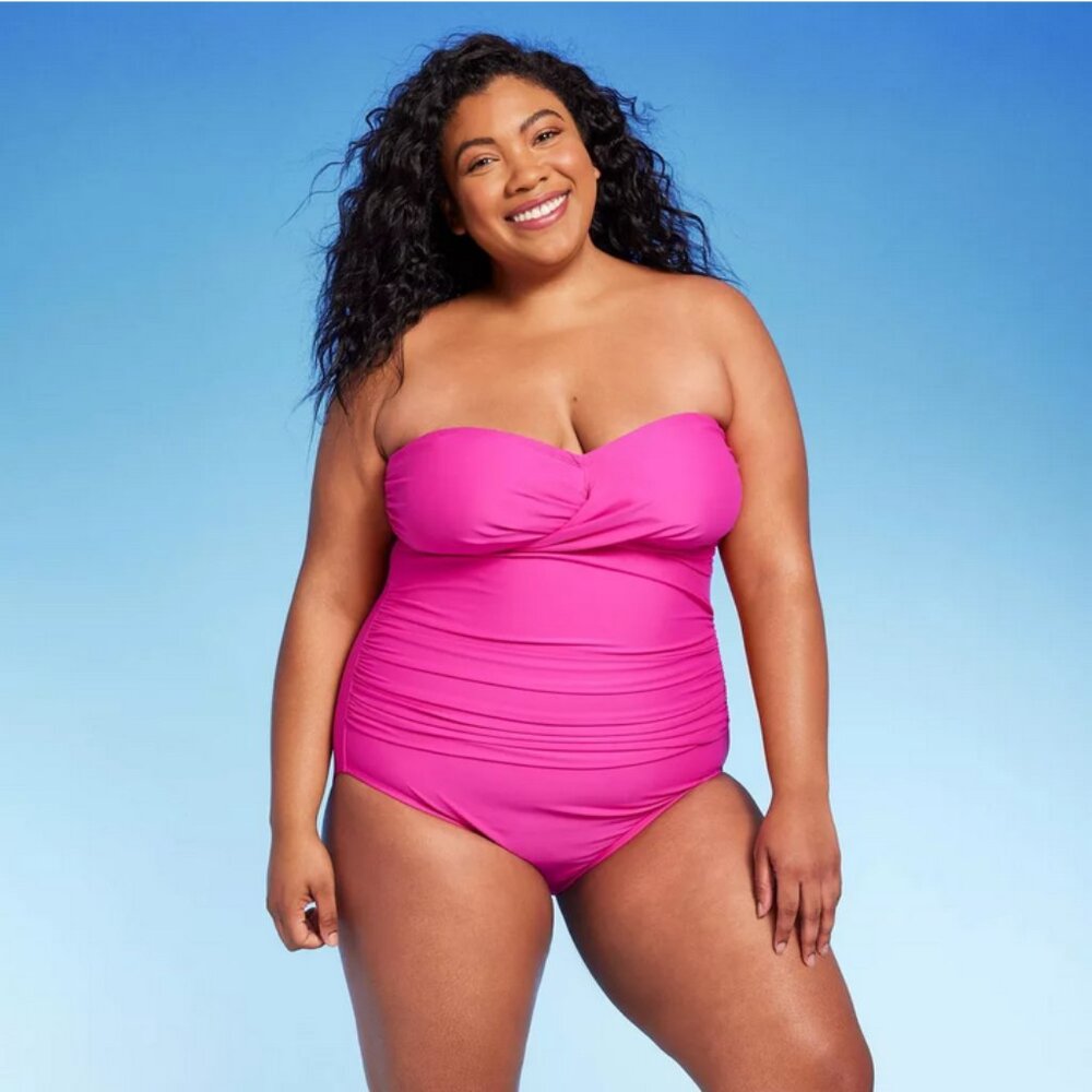 Full Coverage Tummy Control Twist-Front One Piece Swimsuit - Kona Sol™ Pink 17